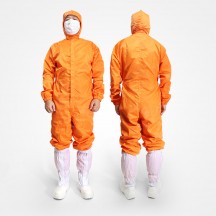 크린룸 무진 원피스 OP 방진복 오렌지 모자 부착형