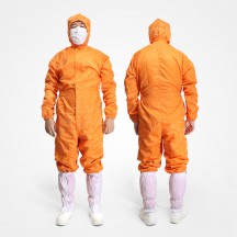 크린룸 무진 원피스 OP 방진복 오렌지 모자 분리형